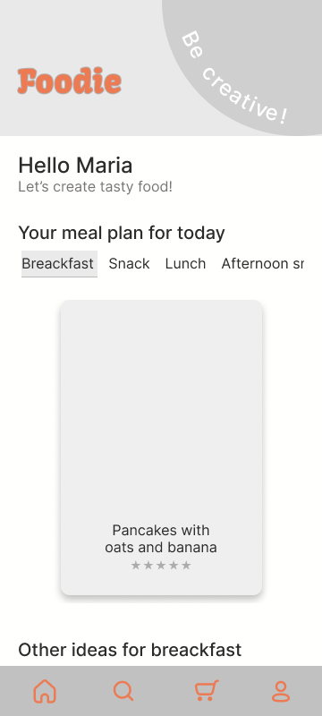 Foodie home page — original low-fidelity wireframe
