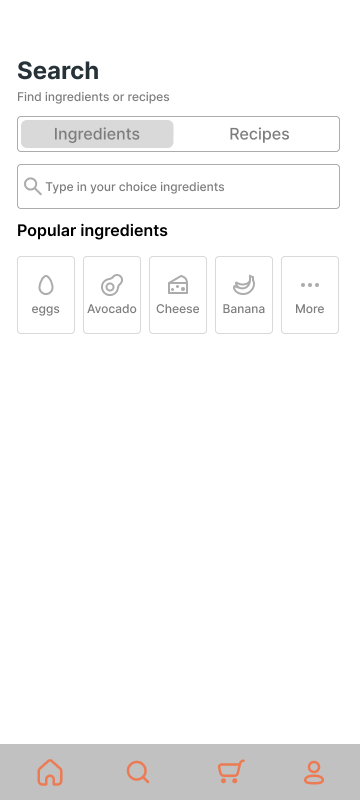 Foodie search — two years later low-fidelity wireframe